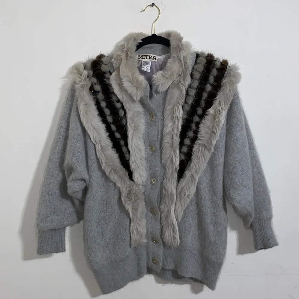 Vintage Mitra Angora and Lams Wool Button Down Sweater - Picture 1 of 16